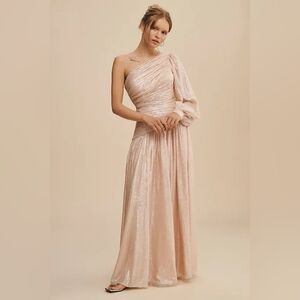 bhldn sienna off-the-shoulder high-shine satin maxi dress BHLDN Sienna Off-The-Shoulder High-Shine Satin Maxi Dress